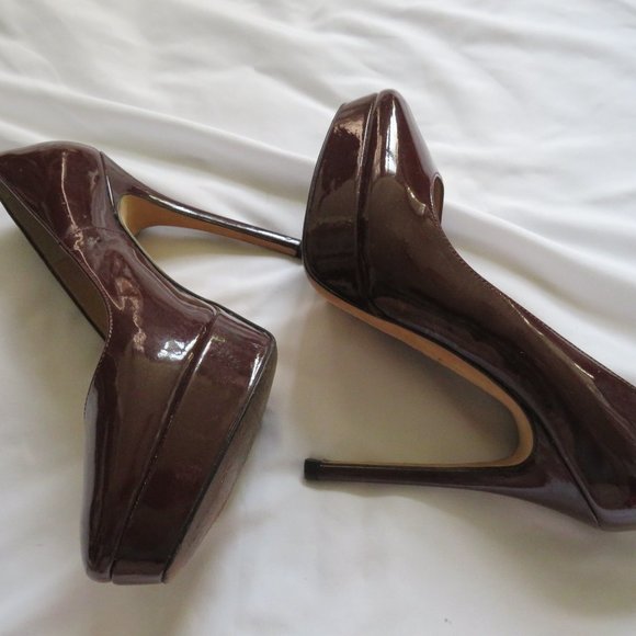 AllSaints Spitalfields  Burgundy Platform Heels - Picture 11 of 11